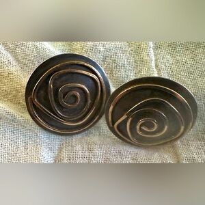 JULIE HOWISON Handmade 925 Sterling Silver & Gold Vermeil Disc Spiral Earrings